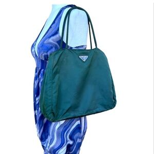 PRADA Tessuto Nylon Women’s Tote Bag Shoulder Bag Handbag Dark Green Authentic